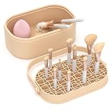 Makeup Brush Cleaner Mat 3 in 1 Makeup Brush Holder Silicone Makeup Brush Drying Rack Make Up Brush Cleaning Bowl Make Up Brush Cleaner Pad Cosmetic Storage Box Cleaning Tool for Sponge Powder Puff