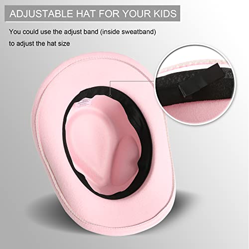 Jastore Kids Girls Boys Western Cowboy Cowgirl Hat with Buckle Belt Felt Fedora Hat2
