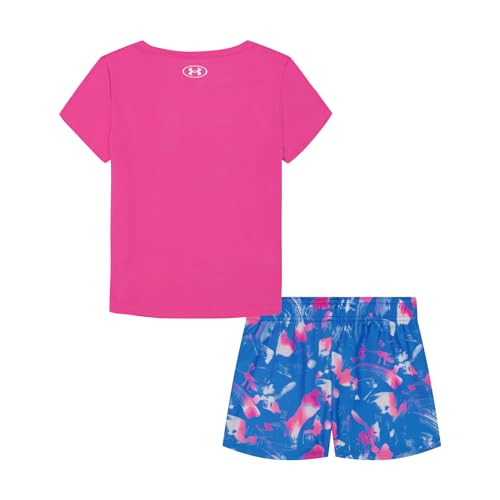 Image of Under Armour Girls' 2-piece Short Sleeve Tee and Shorts Set, Lightweight and Comfortable