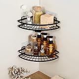 KES Shower Caddy Corner, Self-Adhesive Shower Corner Shelf, Stainless Steel Shower Organizer Matte Black 2 Pack, BSC219DF-BK-P2