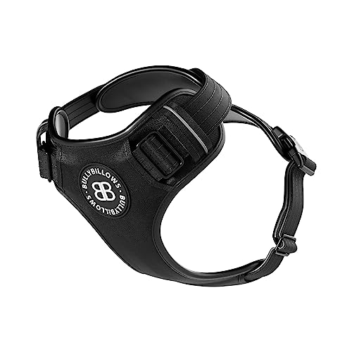 BullyBillows Premium Comfort Harness - Non-Restrictive, Adjustable Dog Harness | Suitable for Any Dog Breed | Ultra Soft Material, Black, Large