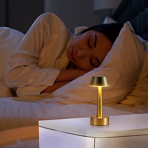 Umexus Cordless Small Table Lamp For Bar Restaurant, Rechargeable Battery Operated Touch Lamps, 3-Way Dimmable Metal Portable Bedside Night Light Gold Mini Desk Lamp For Outdoor, Home Decor #TOP2