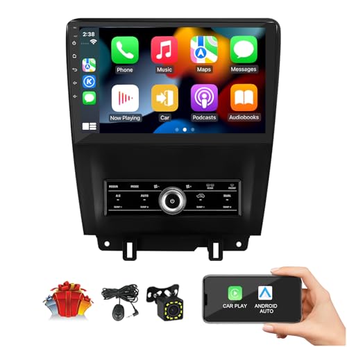 10.1 Inch IPS Touch Screen Android Car Stereo for Ford Mustang 2010-2014 with Wireless CarPlay & Android Auto 8 Core 4G+64GB, Radio, Support GPS, WiFi, Bluetooth, Backup Camera, SWC, Dual USB