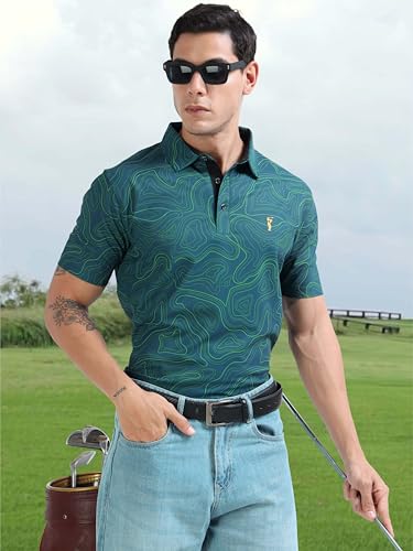 Image of STELLERS Men's Printed Polo T-Shirt | Regular Fit| Feather Touch Feel | Odour Resistant | Wrinkle Free | Stretchable | Anti-Static