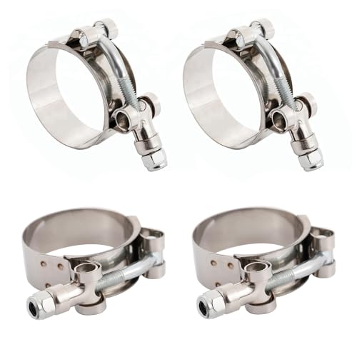 Bawkars 4 PCS 57mm-65mm T-Bolt Radiator Hose Clamps, Heavy Duty