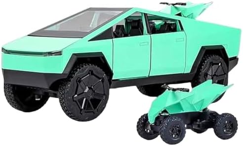 EROCK 1:24 Pickup Truck Off-Road Alloy car Model Toys,with Small Motorbike Toy, Sound and Light Function, Adults and Children are Suitable for Toy Gifts,Collectibles, Decorations. (1:24 Pickup Green)