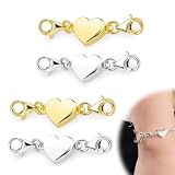 YIPFEN 4 Pezzi Chiusura Magnetica a Cuore 925 Argento Sterling per Collane Bracciali Fai da Te Accessori per Creazione Gioielli