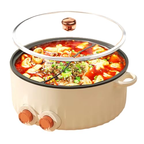 forplubossmmp Electric Hot Pot with Divider, Non-Stick Electric Hot Pots with Divider, Split Multi-Cookers Electric Slow Cookers for Frying, Stewing, Boiling - Temperature Adjustable (5L/6L),5L