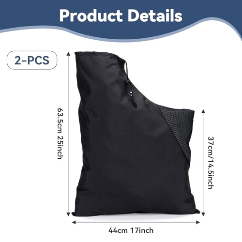 ZhouWei 2 Stück Laubsauger Fangsack, Atmungsaktiv Verstellbarer Ersatz Auffangsack Laubsauger Sack Universal Großes Fassungsvermögen Laubbläser Ersatzbeutel mit Reißverschluss, für Garten Rasen