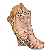 Getmorebeauty Women's Wedge Sandals Pearls Across The Top Platform High Heels