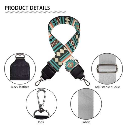 Image of Talayituse Aztec American Tribal Geometric Print Shoulder Strap Wide Purse Bag Strap Adjustable Replacement Belt Luggage Crossbody Shoulder Bag Strap for Women Girls