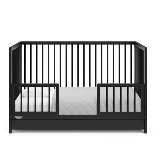 Image of Storkcraft & Graco Toddler Safety Guardrail Kit with Dowels (Black) - GREENGUARD Gold Certified, Converts Compatible Storkcraft & Graco Crib to Toddler Bed, Kit Includes 2 Toddler Guardrails