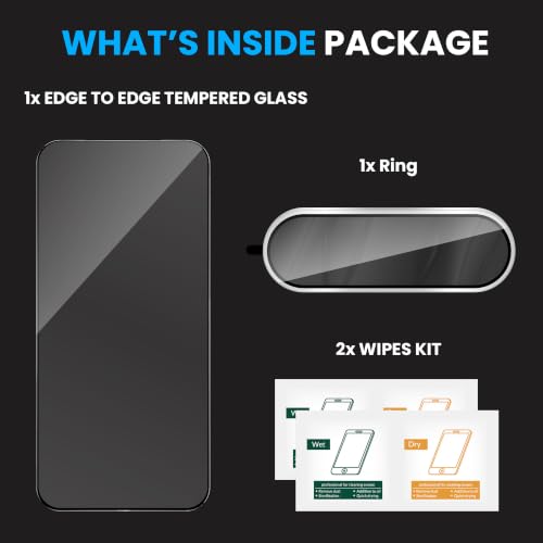 Image of FIRST MART Tempered Glass for Vivo X300 FE 5G with Silver Camera Ring Guard & Installation Kit | HD Clear Edge-to-Edge Screen Protector, Scratch Resistant, Case-Friendly | Pack of 1