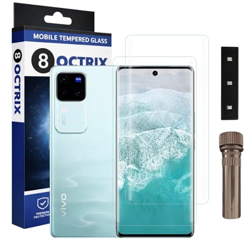 Image of Curved UV Tempered Glass Screen Protector for Vivo V30 / V30 Pro | Transparent | Pack of 2 | Full Screen Coverage with UV Installation Kit