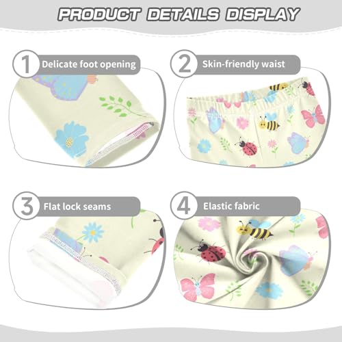 Bees Ladybugs Girls Leggings,Workout Leggings for Girls Toddler Athletic Leggings Size for 3-10T3