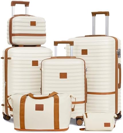 Joyway Luggage Set 3 Piece Suitcase Sets, Expandable Carry on Luggage with Spinner Wheel, Hard Shell Luggage Set with TSA Lock, Black brown, 4 piece set (13/20inch), Hardside Expandable Travel Laggage 16