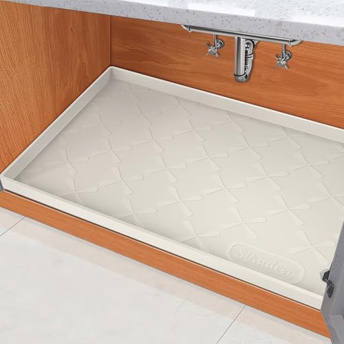SIKADEER 34" x 19" Under Sink Mat Waterproof, Silicone Mat Kitchen Drawer Shelf and Cabinet Liner, Sink Protector for Kitchen Organizers and Storage, Boot Tray Pet Food Mats