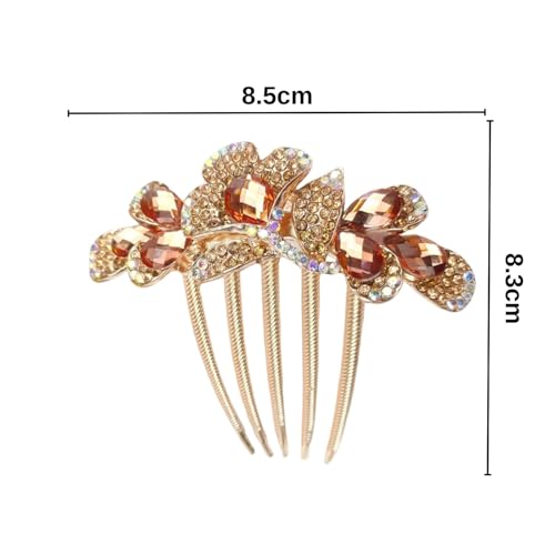 Image of BellaStella 1 Pcs Premium Rhinestone Metal Side Hairpin - Elegant Decorative Hair Bun Comb for Bridal, Wedding & Party Hairstyles - Stylish Hair Accessory for Women & Girls