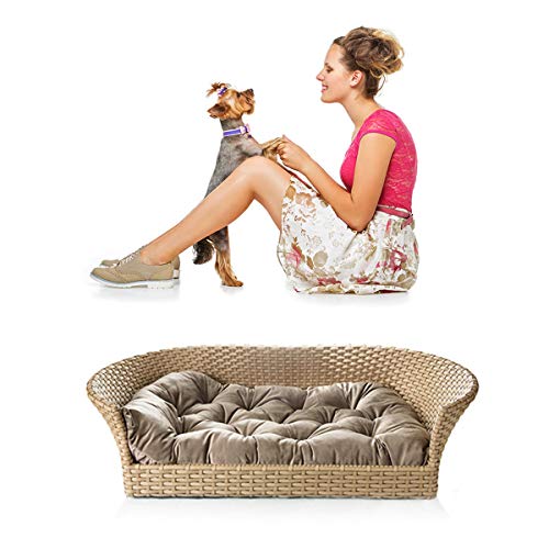 Cama Pet Cachorro Porte Grande Até 25kg 100x60Cm Fibra Sintética Nude Luxo Veludo - BedFurPets