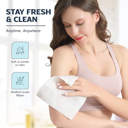 60 XL Shower Wipes – Body Wipes for Adults Bathing No Rinse – 6 Packs of 10 – Extra Moist Bath Wipes with Aloe & Vitamin E for Camping, Travel, Gym & Bedridden Care - Thumbnail 5