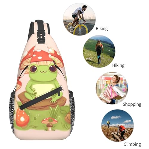 Bolso pechera pequeño unisex con diseño de ranas y hongos miniatura 6