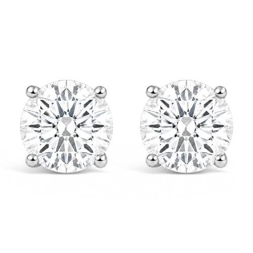 IGI Certified 14K White Gold 1.00 Cttw Round Lab Grown Diamond Solitaire Stud Earrings