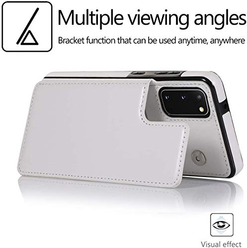 Samsung Galaxy S10 Lite (2020) Cash Wallet Case, Zyzx Galaxy M80S Pu Leather Kickstand Card Holder Slots Case Double Clasp And Durable Shockproof Phone Cover For Samsung Galaxy A91 White-Sk #TOP3