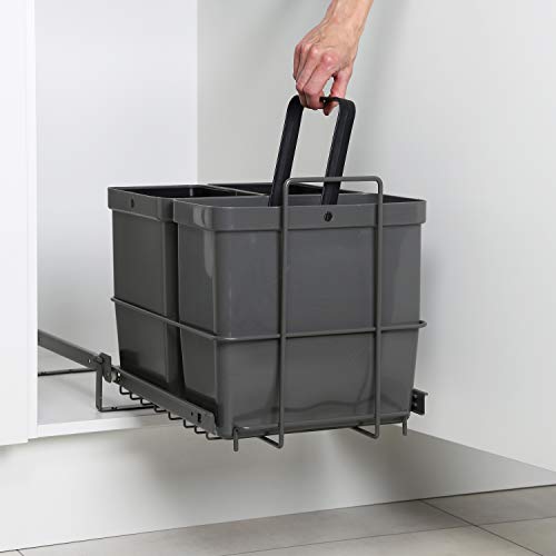 Poubelle amovible tri sélectif 3 bacs anthracite design compact LM 64/3 - 5