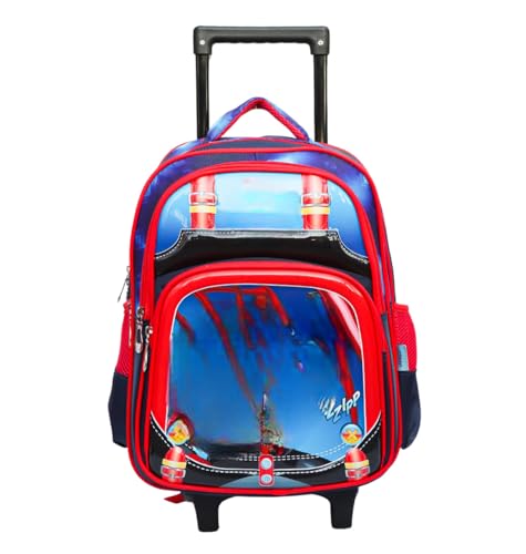Image of ADSON 3D Embossed School Trolley Bag Large School Bag for Boy Girl, Kids School Bag, Travel Backpack for Girl Boy, Ideal for Children Trolley 16 Inch Water Resistant