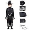 Boys Anime Cosplay J_Jinu Costume Kids Boys Black Suit Hat Set Movies Outfits Halloween Costume Suit
