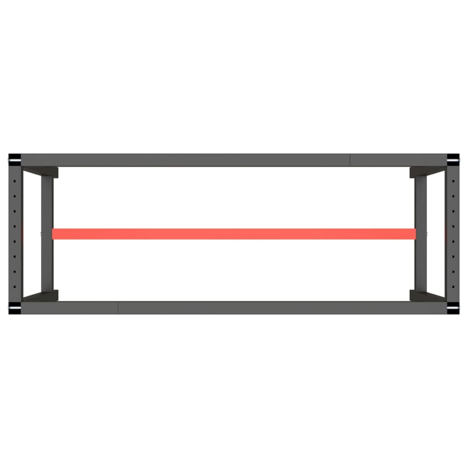 Stelaż stołu warsztatowego matowy czarny i matowy czerwony 140 x 50 x 79 cm metalowy stół warsztatowy stół warsztatowy stelaż stół warsztatowy