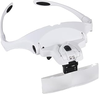 Anneome 5 Led Light Shot Glasses Magnifying Glasses Magnifier Headband Led Magnifier Glasses Lighted Magnifier Illuminated Headband Led Head Lights Headlamp Cross Stitch