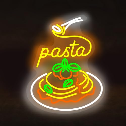 Image of Pasta Neon Signs for Wall Decor Neon Lights for Bedroom Led Business Signs Suitable for Italian Pasta Restaurant Noodle Unique Gift, Food Lovers Bedroom Restaurant Shop Party Decoration - 19 inchx14.5 inch