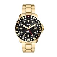 Fossil Men's Blue GMT Stainless Steel Watch, FS5990, Gold/Black, 46 mm