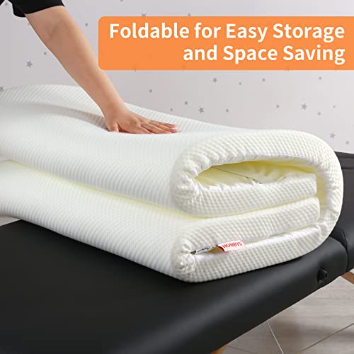 HOMBYS Memory Foam Bed Mattress Topper with Removable Cover, Massage Table Mattress Topper with Elastic Bands, Non-Slip Lash Bed Cushion Only, 73"x24"x2"
