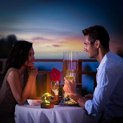 Image of 3D Crystal Ball Lamp with 16 Colors Changing LED Wooden Base - Solar System Night Light, Galaxy Lamps, Galaxy Crystal Ball Light with USB (RGB Dolphin)