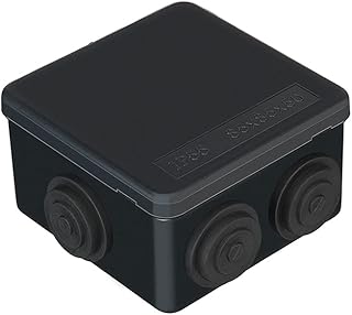 IP55 Waterproof Junction Box, ABS Plastic Outdoor Electrical Project Box Enclosure, Universal Weatherproof Surface Mounted External CCTV Junction Box (85x85x50mm) – AVARTEK (Black)