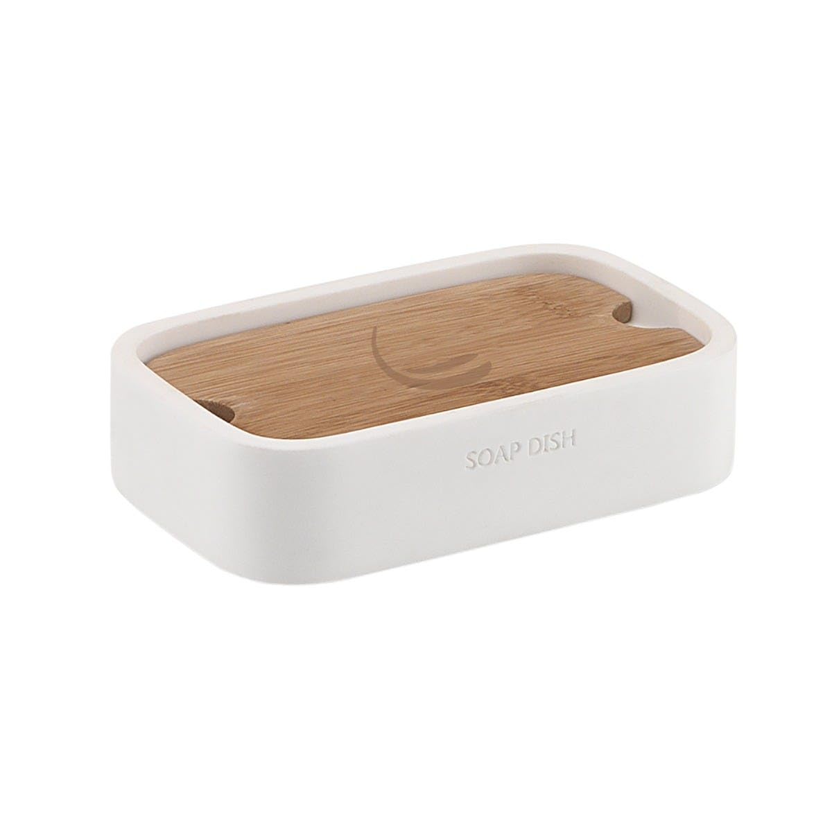 Kiamami Valentina jabonera Rectangular de bambú Blanco