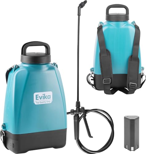 EVIKA Pulverizador a presión con batería de 8 litros,herbicida eléctrica,10.8 V batería de ion de litio,bomba automática,boquilla de latón ajustable,pulverizador de jardín