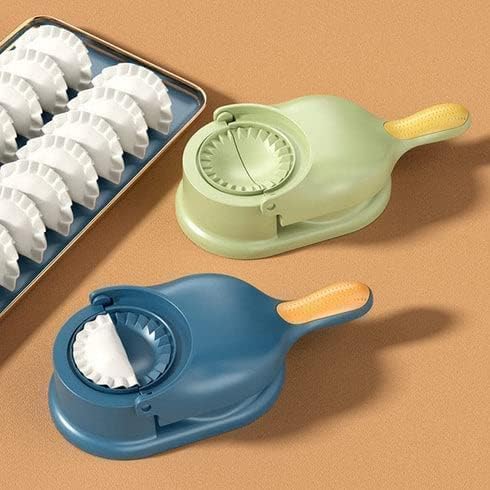 Swarahandier 2-in-1 Dumpling Maker and Puri Press Machine Plastic Mould Tool for Momos Gujiya Kachori Samosa Wrapper Kitchen Cooking and Snack Preparation (Multicolor) 2