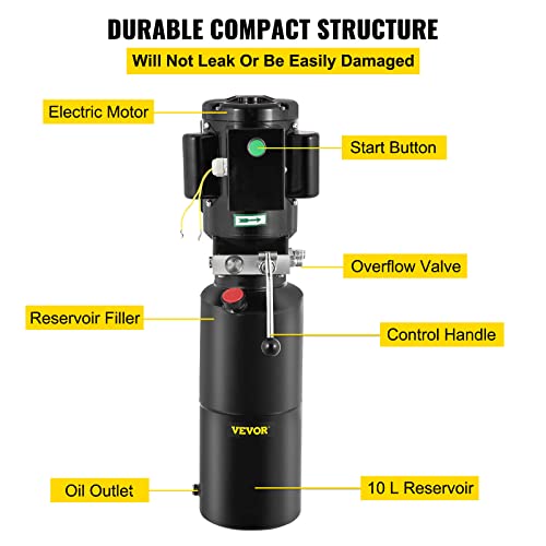 VEVOR Hydraulic Power Unit 220V 10 Quart Car Lift 3HP Hydraulic Pump Power Unit Car Lift Single Phase Hydraulic Pumps with 10L Steel Tank Car Lift Hydraulic Power Unit for Auto Repair Single Phase - Thumbnail 5