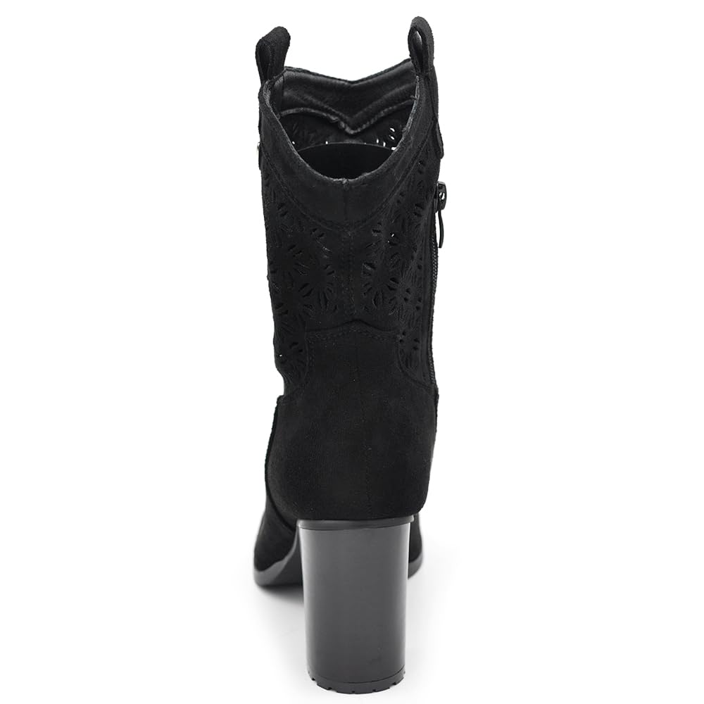 IF Fashion Stivali Stivaletti Tronchetti da Donna Traforato Camoscio Sintetico Con Tacco XG115