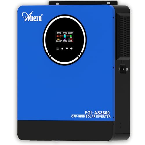 Image of Anern 3600W Solar Inverter Charger 24VDC to 110VAC All in One, Hybrid Voltage Converter with 120A Mppt Charge Controller, Pure Sine Wave Power Two AC Output for Battery-Less or AGM Lithium Battery