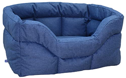 P&L Superior Pet Beds QUALITY COMFORT PRACTICALITY P&L Heavy Duty High Sided Rectangular Waterproof Dog Bed (Navy Blue, M)
