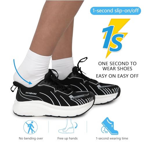 Image of JACKSHIBO Slip in Men Hands Free Wide Toe Box Shoes Slip on Arch Support Wide Sneakers for Running Walking Tennis Athletic Plantar Fasciitis Orthopedic Shoe Zero Drop Cushion Thick Sole Width Shoes