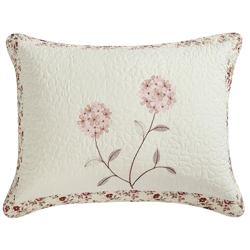 Carnation Standard Sham Bedspread, Lightweight Quilted Embroidered, Spice