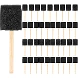 Jaquiain 2 inch Foam Sponge Wood Handle Paint Brush Set (Value Pack of 40) - Lightweight, Durable an
