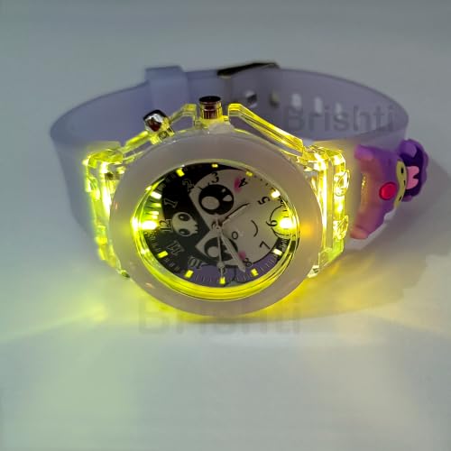 Image of Brishti 3D Cartoon Character Multicolored Glowing Digital Light and Girl's Analogue Wrist Watch | Unique 3D Cute Cartoon Character on Strap | Soft Silicone Strap | Suitable for Age 3-12 Year Kids