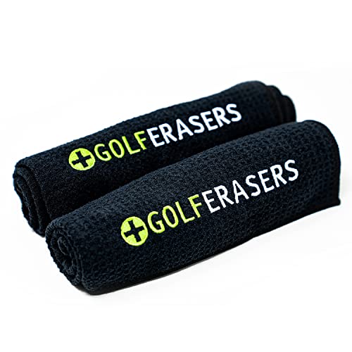 Golferasers Premium Microfiber Golf Towel With Clip For Golf Bag, 2 Pack, Waffle-Knit Pattern, Helps Keep Golfers’ Hands Dry While Playing, Pairs Perfectly Sponges, 24"X16" #TOP23