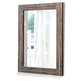 Espejo de pared rectangular de madera rústica con marco dormitorio sala de estar baño colgante espejo con cuerda